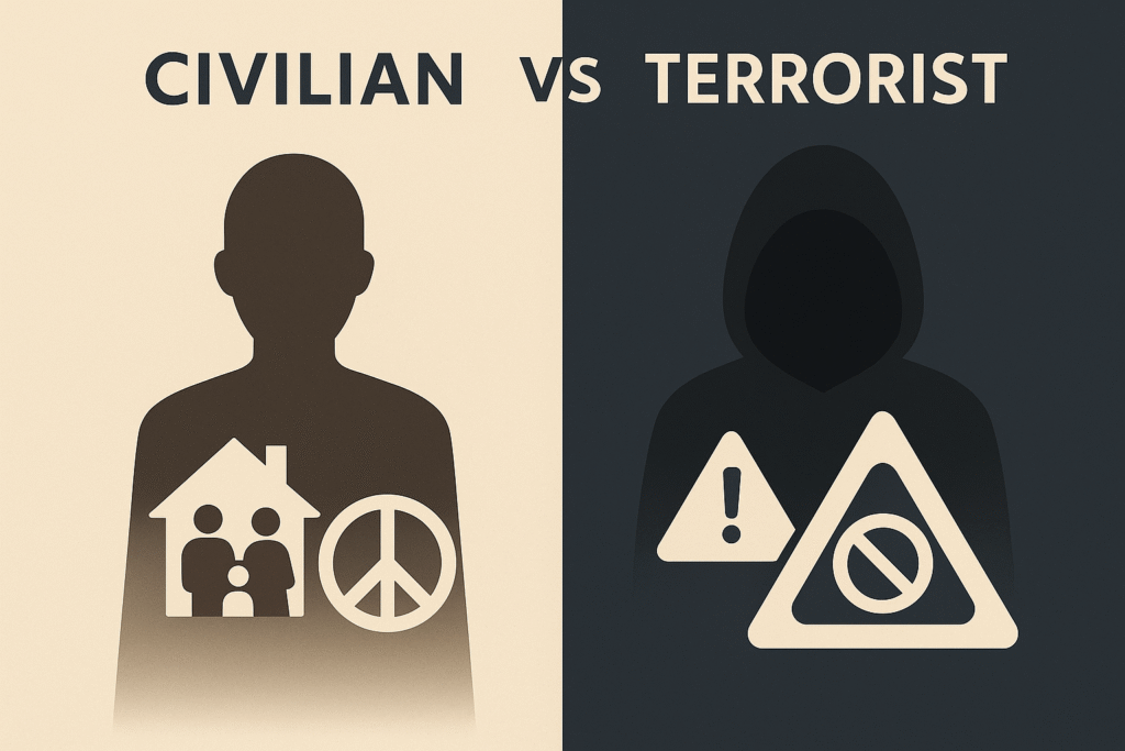 civilian vs terrorist concept illustration