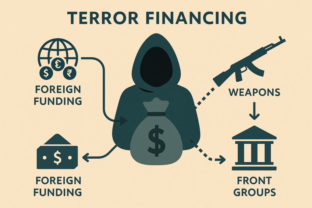 generic terror funding network infographic