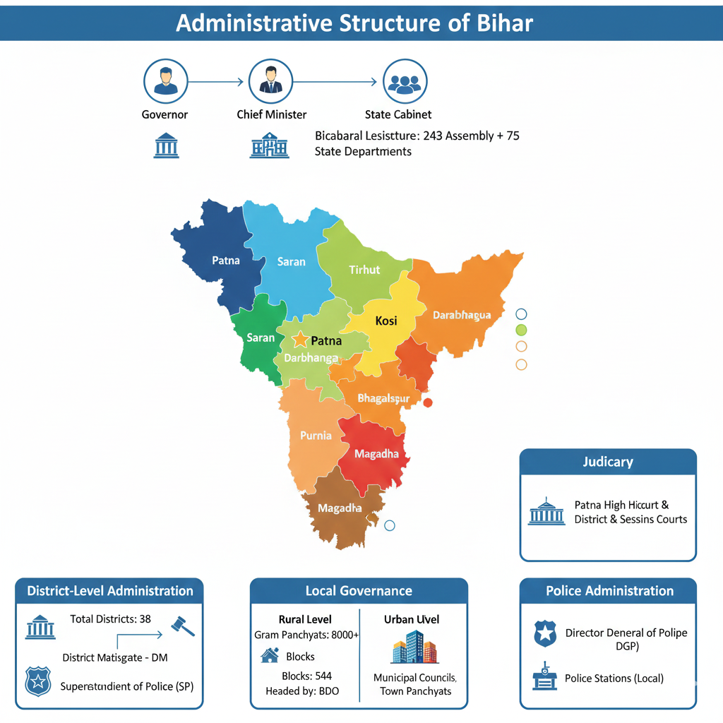 Administrative Structure of Bihar Hierarchy and Divisional Map