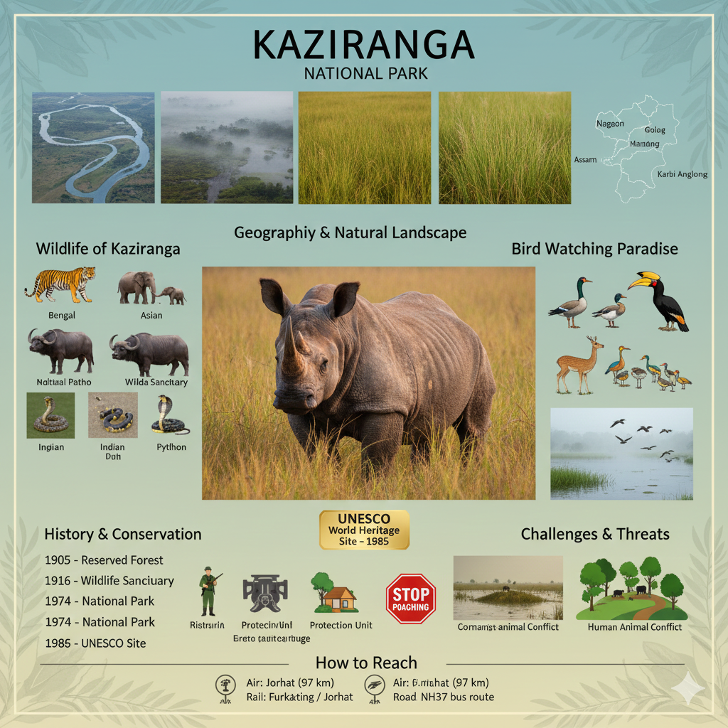 Kaziranga National Park Rhinoceros, Wildlife, Grasslands & Brahmaputra