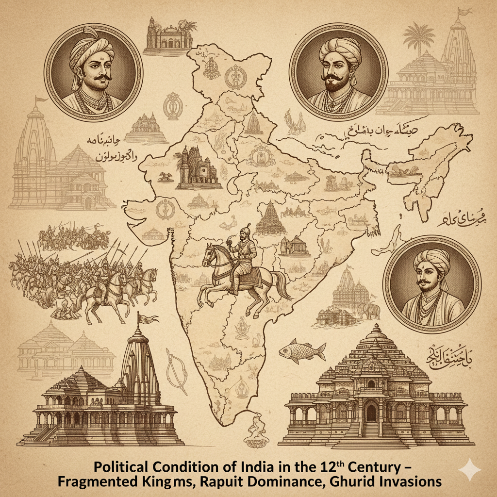 Political Condition of India in the 12th Century – Fragmented Kingdoms, Rajput Dominance, Ghurid Invasions