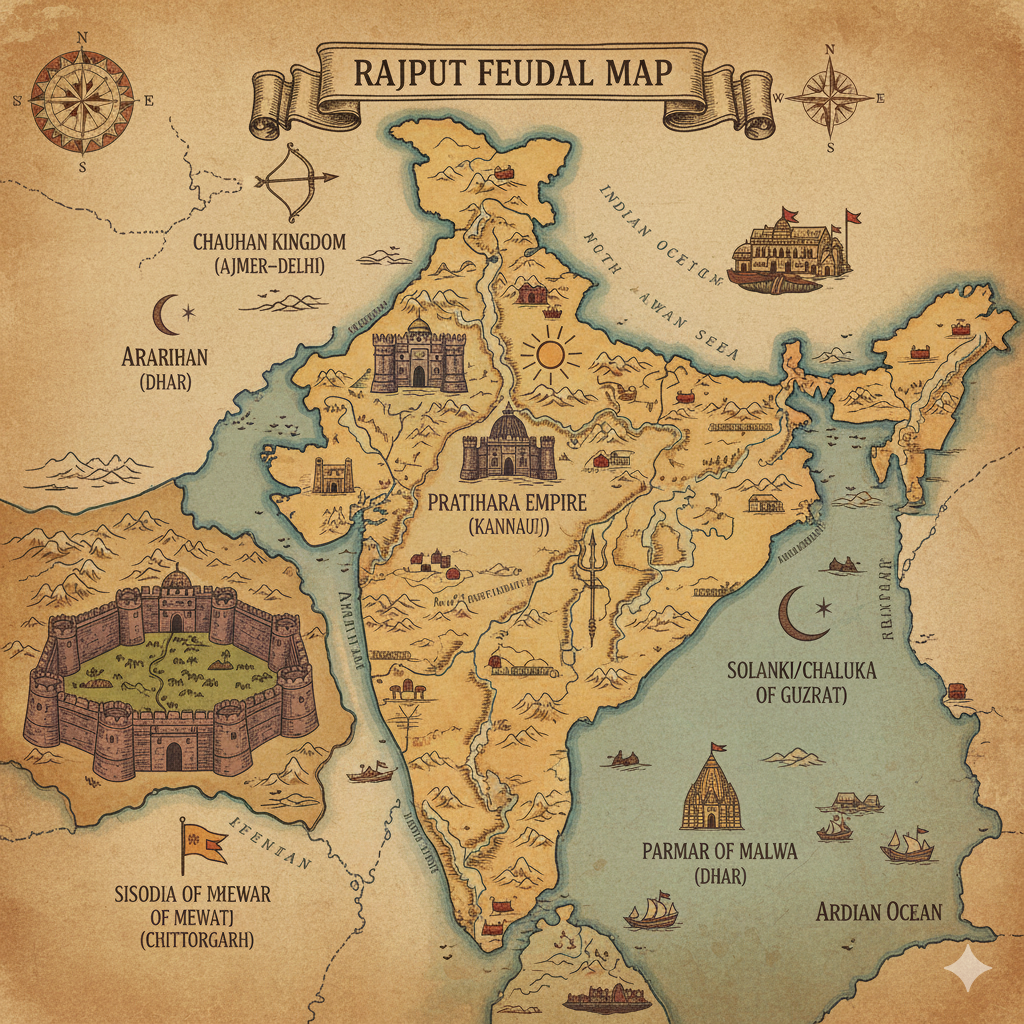 Rajput Feudal Map” Visual — States & Dynasties