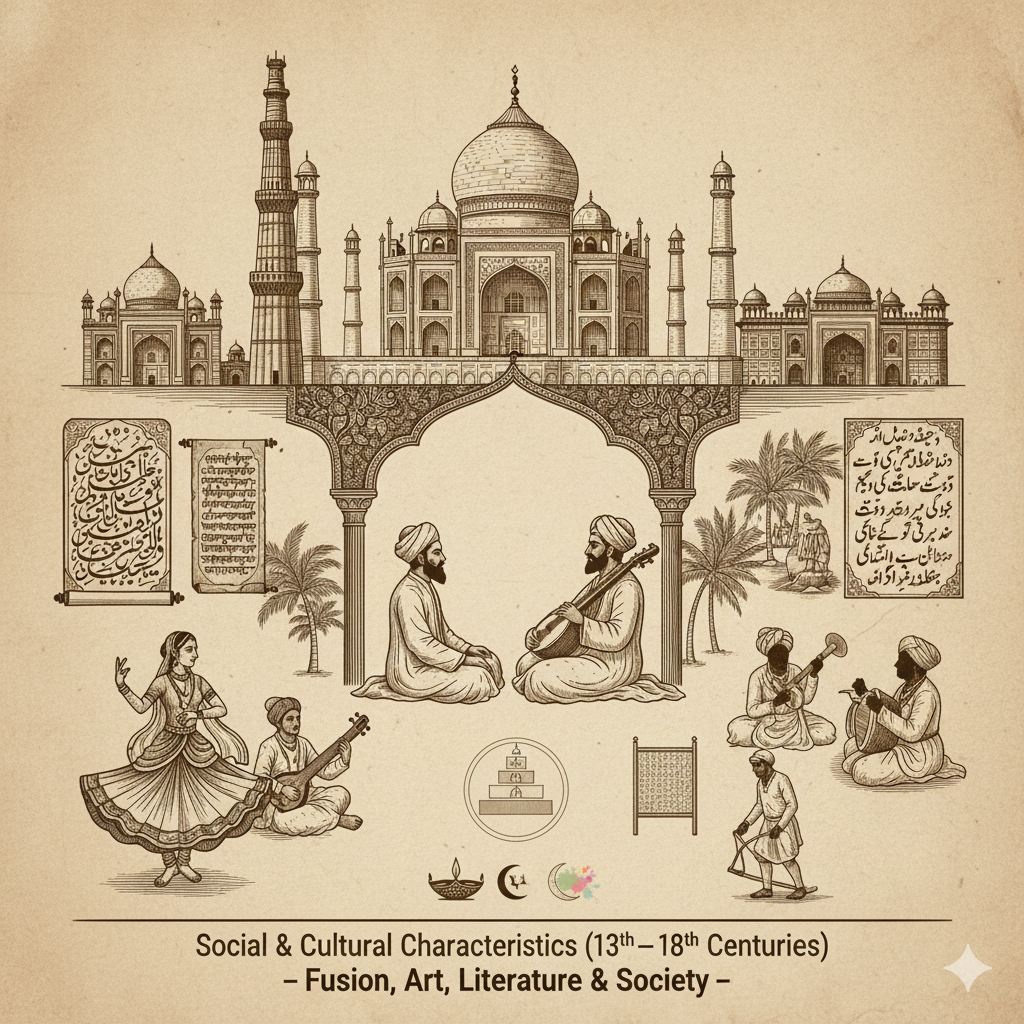 Social and Cultural Characteristics (13th–18th Centuries) – Cultural Fusion, Art, Literature, and Social Evolution