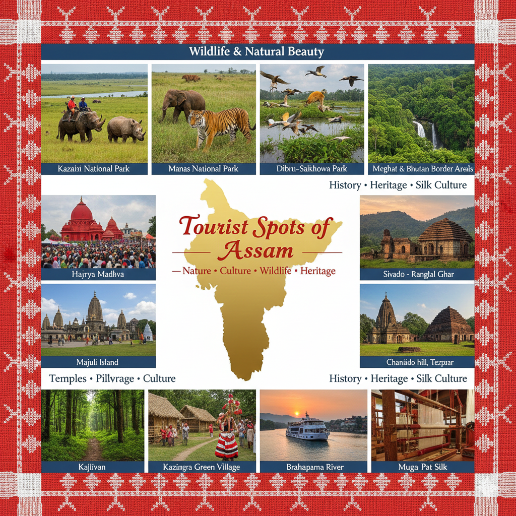 Tourist Spots of Assam Wildlife, Rivers, Temples & Heritage