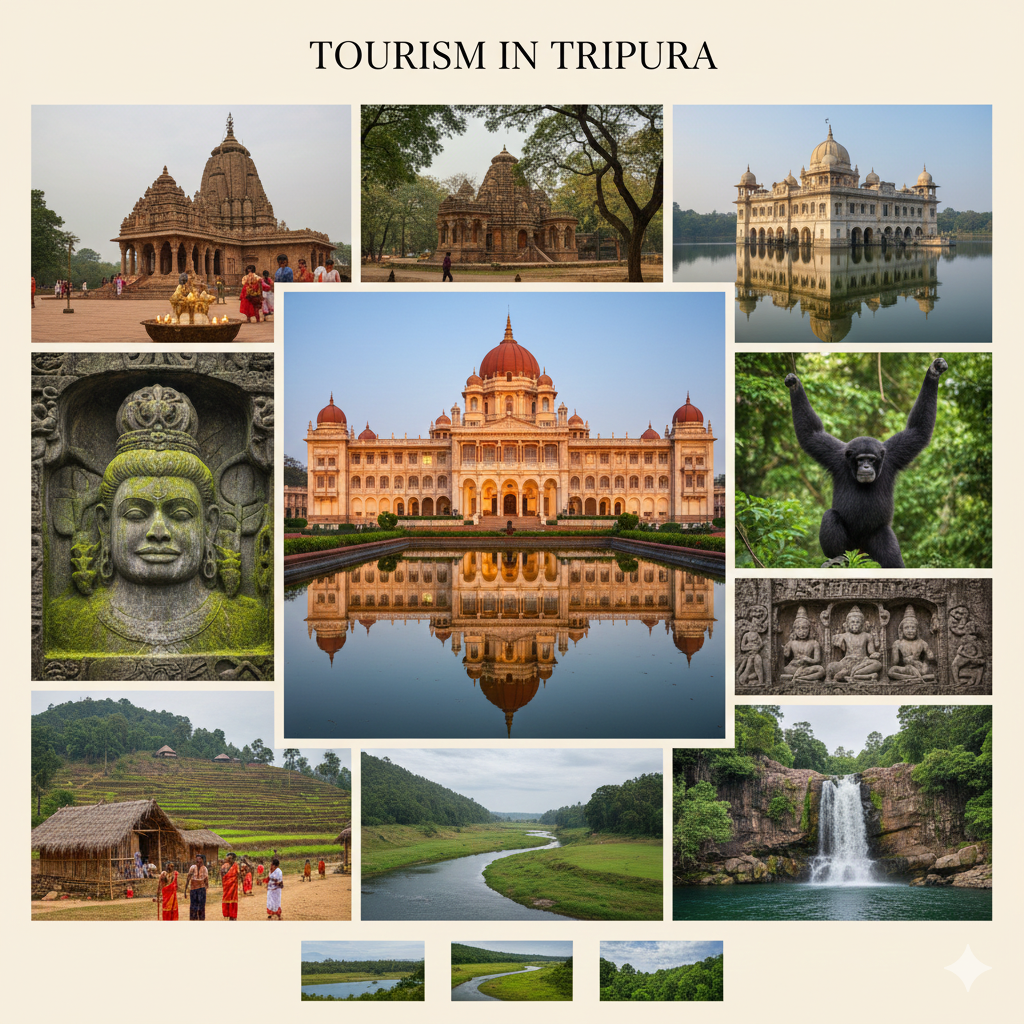 Tripura Tourism Top Attractions Collage