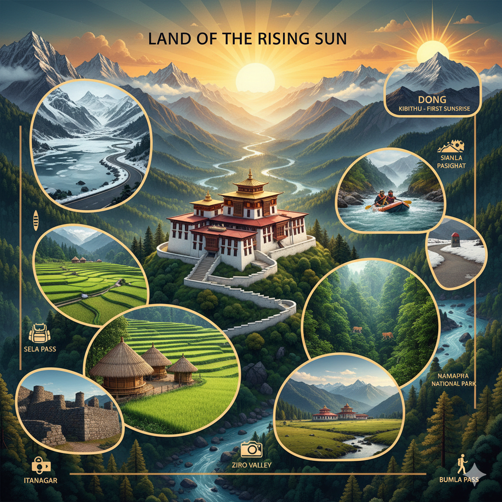 runachal Pradesh Top Tourist Attractions Collage