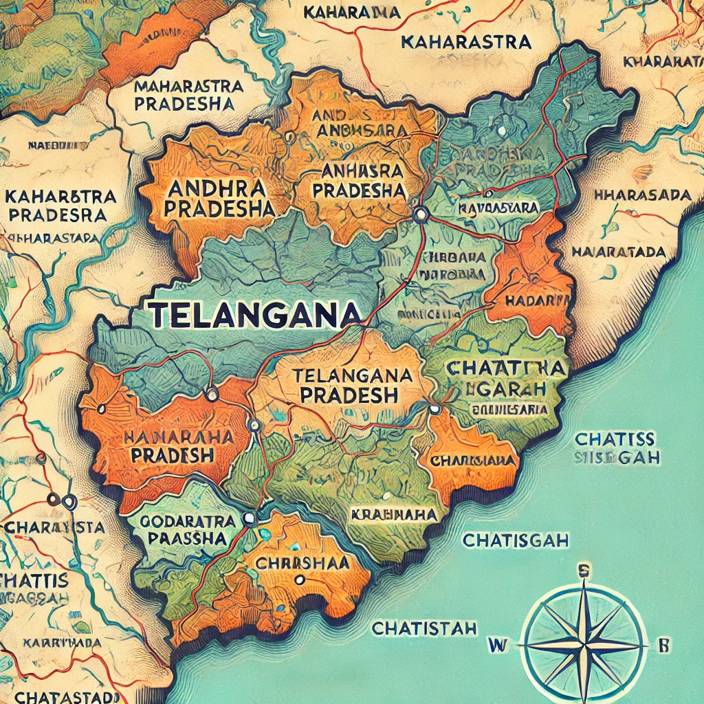 Geographical location of Telangana