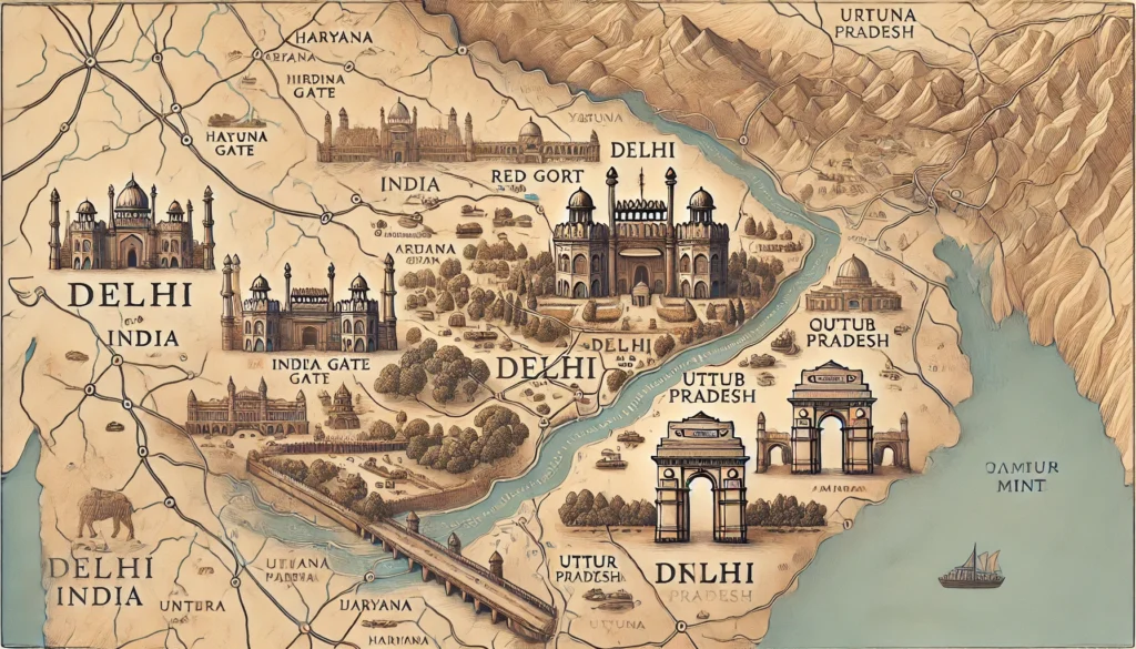 Geographical location of Delhi