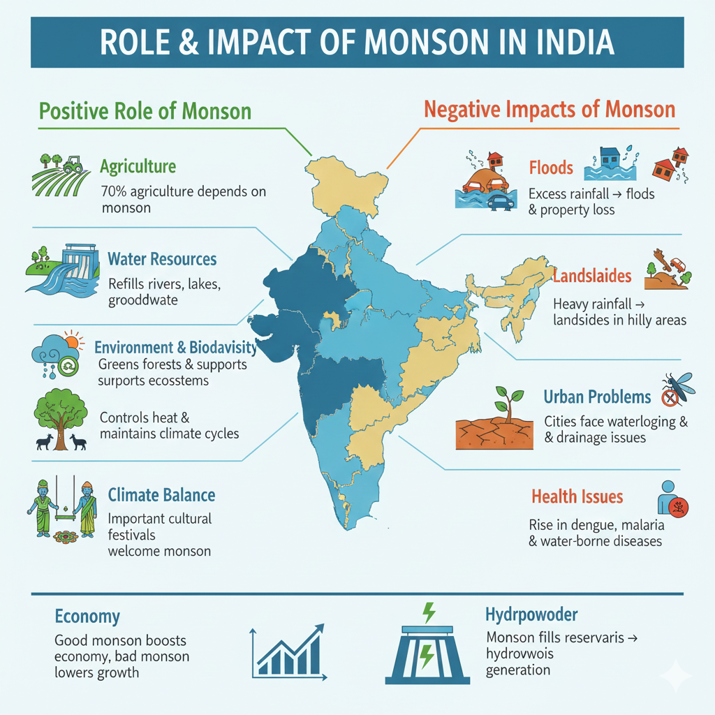 Role & Impact of Monsoon in India – Comprehensive Infographic