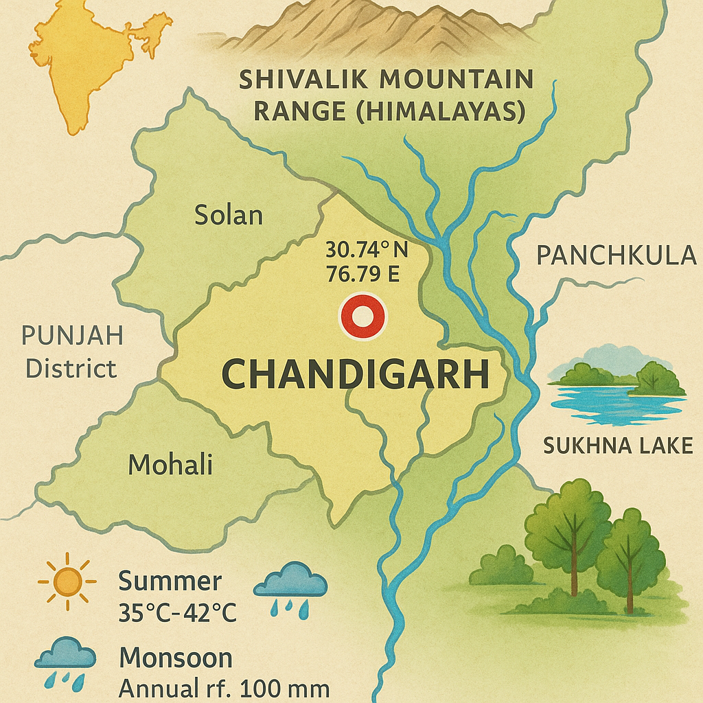 chandigarh geographical location map