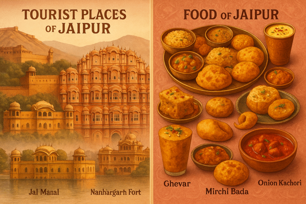 jaipur tourist places and food collage pink city