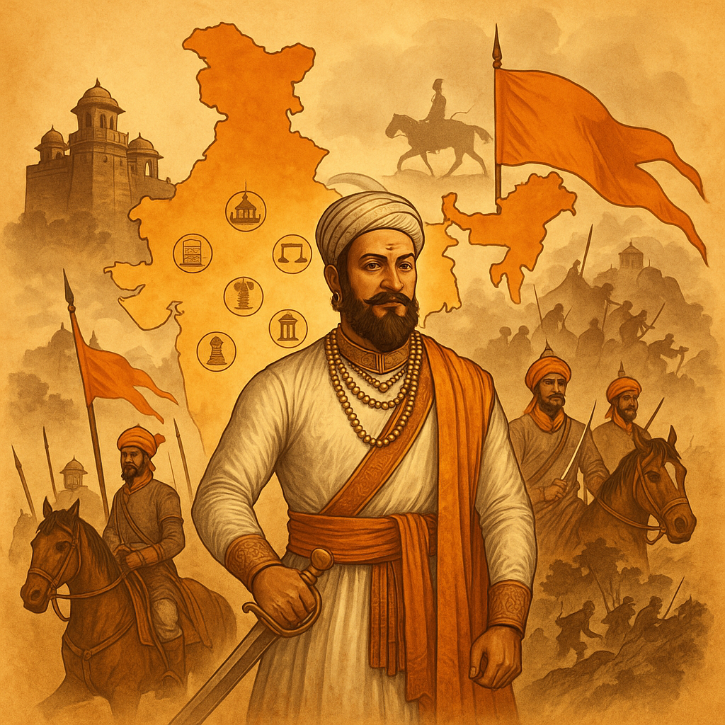 . maratha empire warriors map illustration