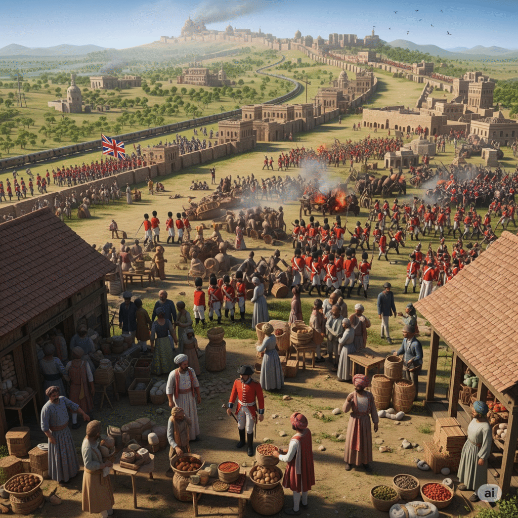 British rule in India began in the 17th century under the pretext of trade