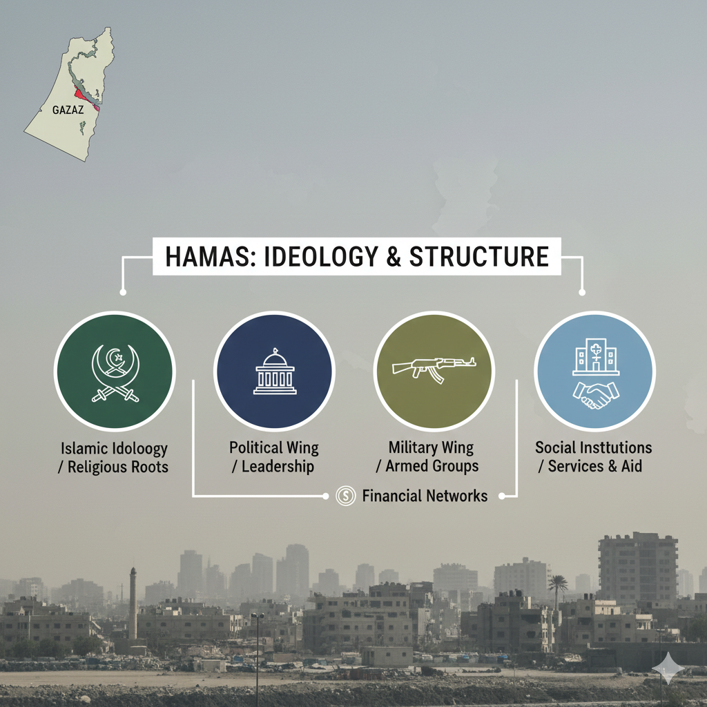 Hamas Ideology and Organizational Structure Infographic