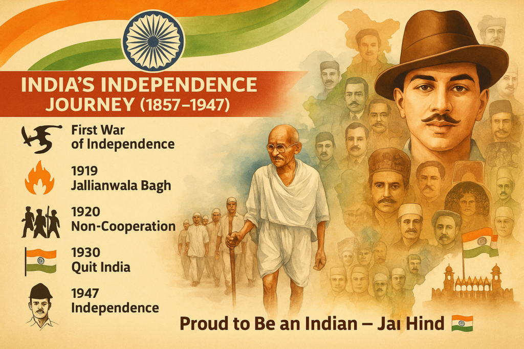 Indian Independence History Poster 1857 1947