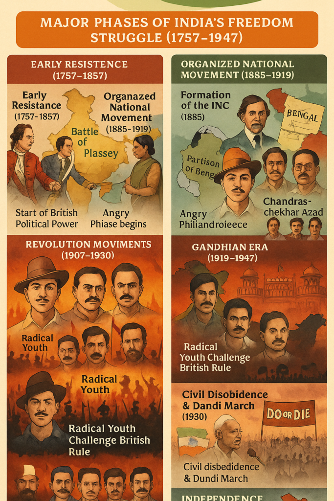 Major Phases of India’s Freedom Struggle (1757–1947)”