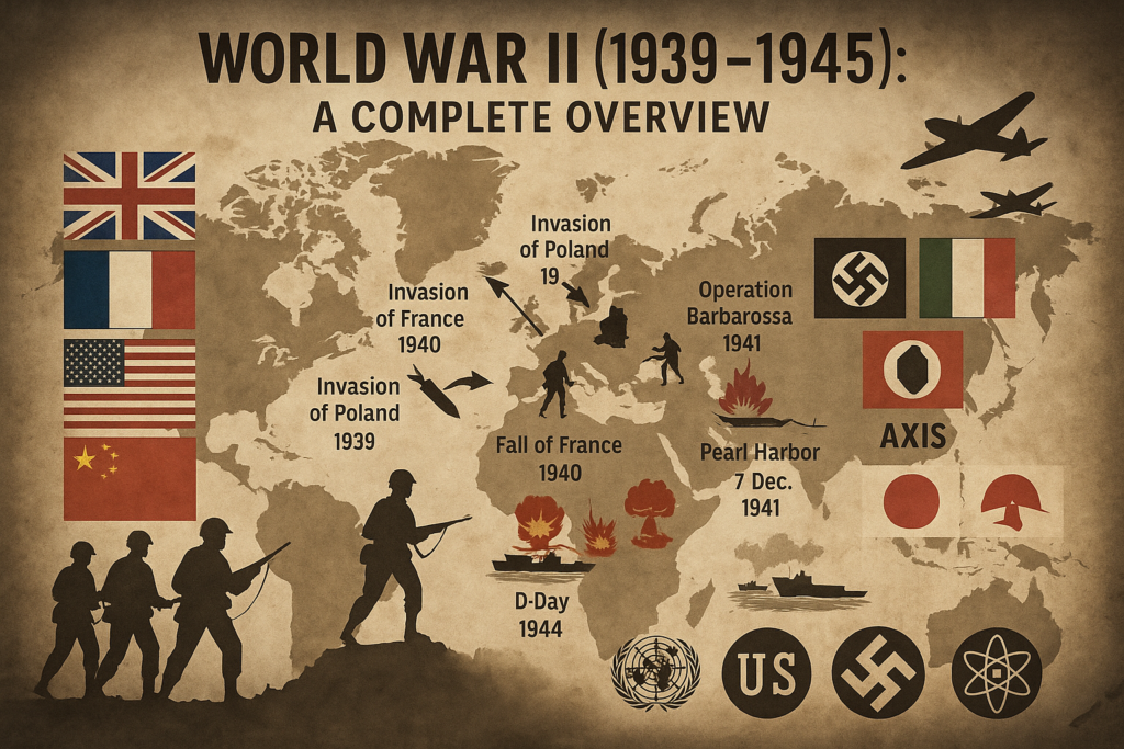 An infographic titled World War II1939–1945