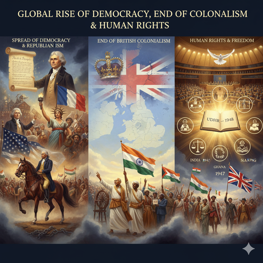 Global Rise of Democracy, End of Colonialism & Human Rights