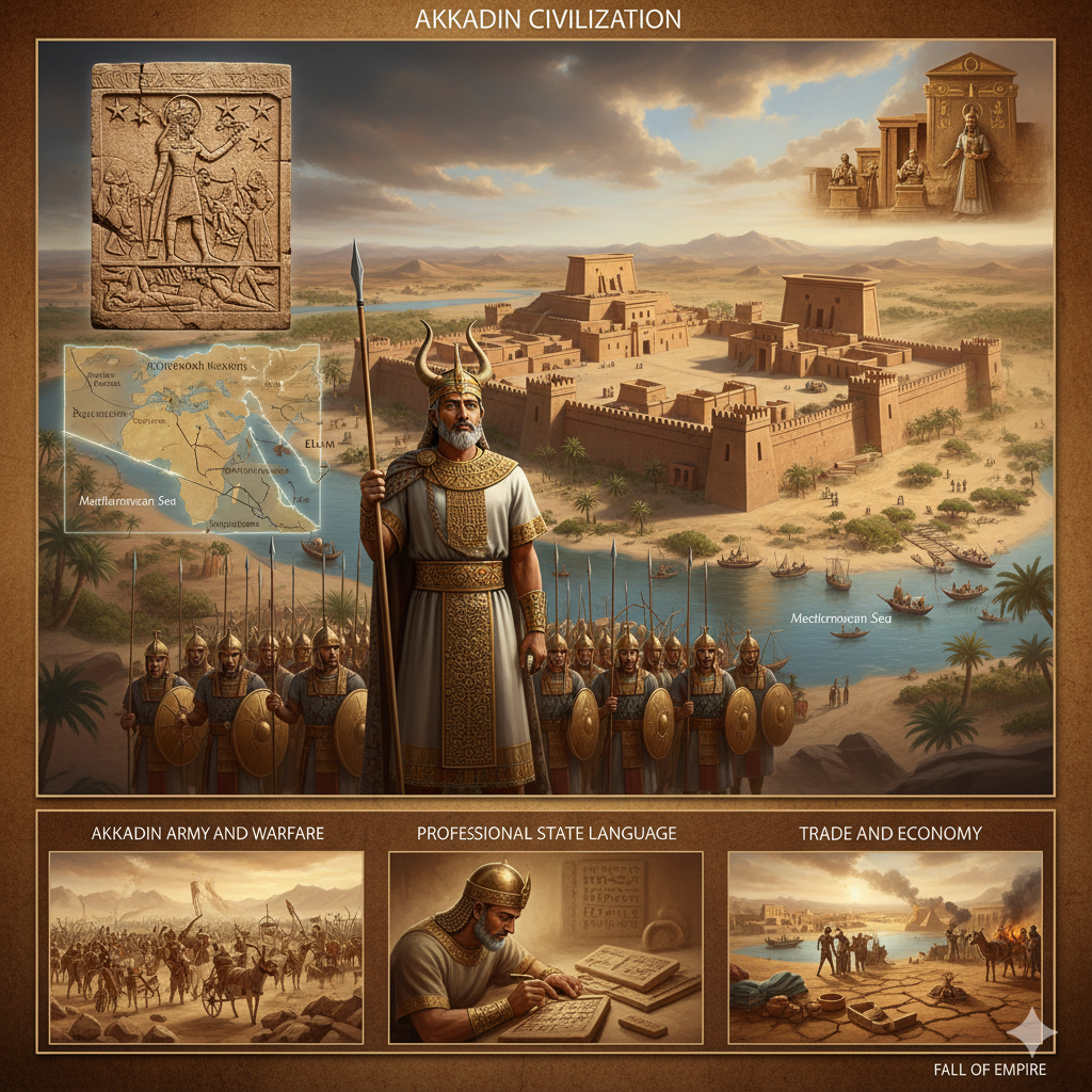 “The Rise, Power, and Legacy of the Akkadian Empire – A Full Scene Historical Illustration
