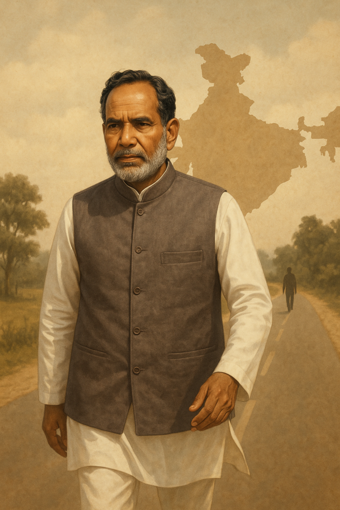 chandra shekhar bharat yatra walking portrait.