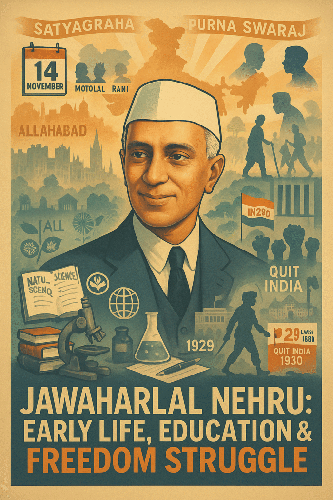 jawaharlal nehru early life education freedom struggle