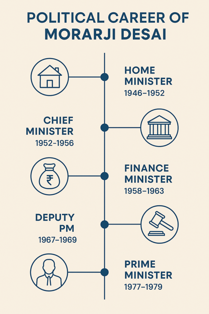 . political career of morarji desai timeline.