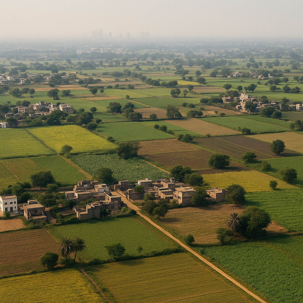 3️⃣ Rural Delhi Image → Villages + agriculture belt