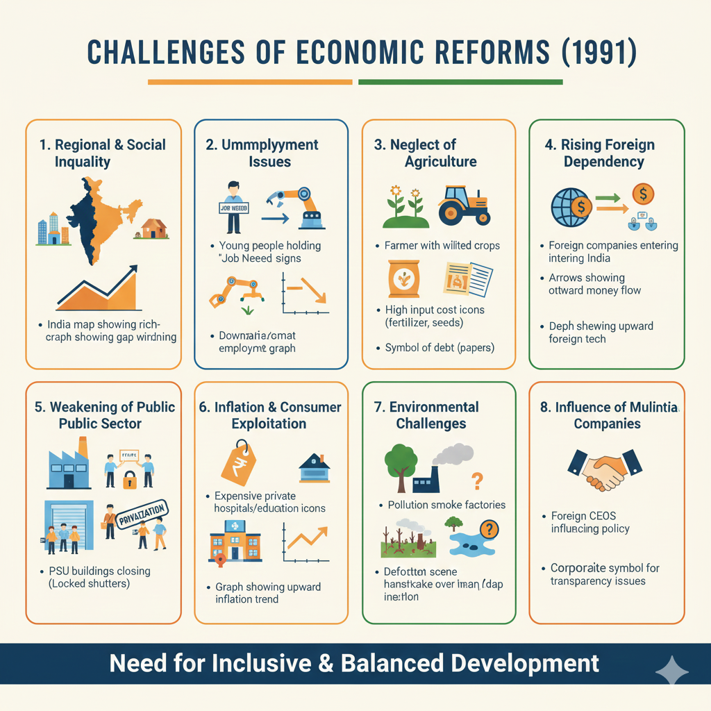 Challenges of India’s Economic Reforms (1991) – Infographic Overview
