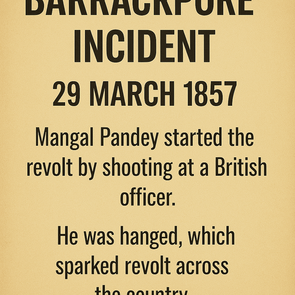 Major events of the revolt of 1857 First War of Independence