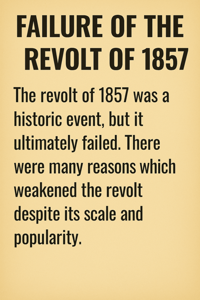 Reason For The Failure of The First War of Independence of 1857