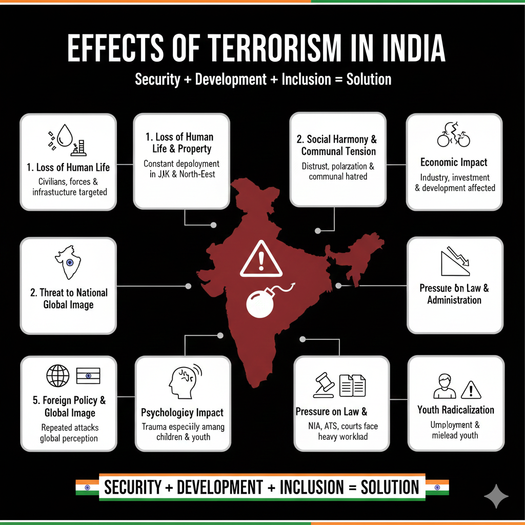 Effects of Terrorism in India – Social, Economic, Political & Psychological Impact