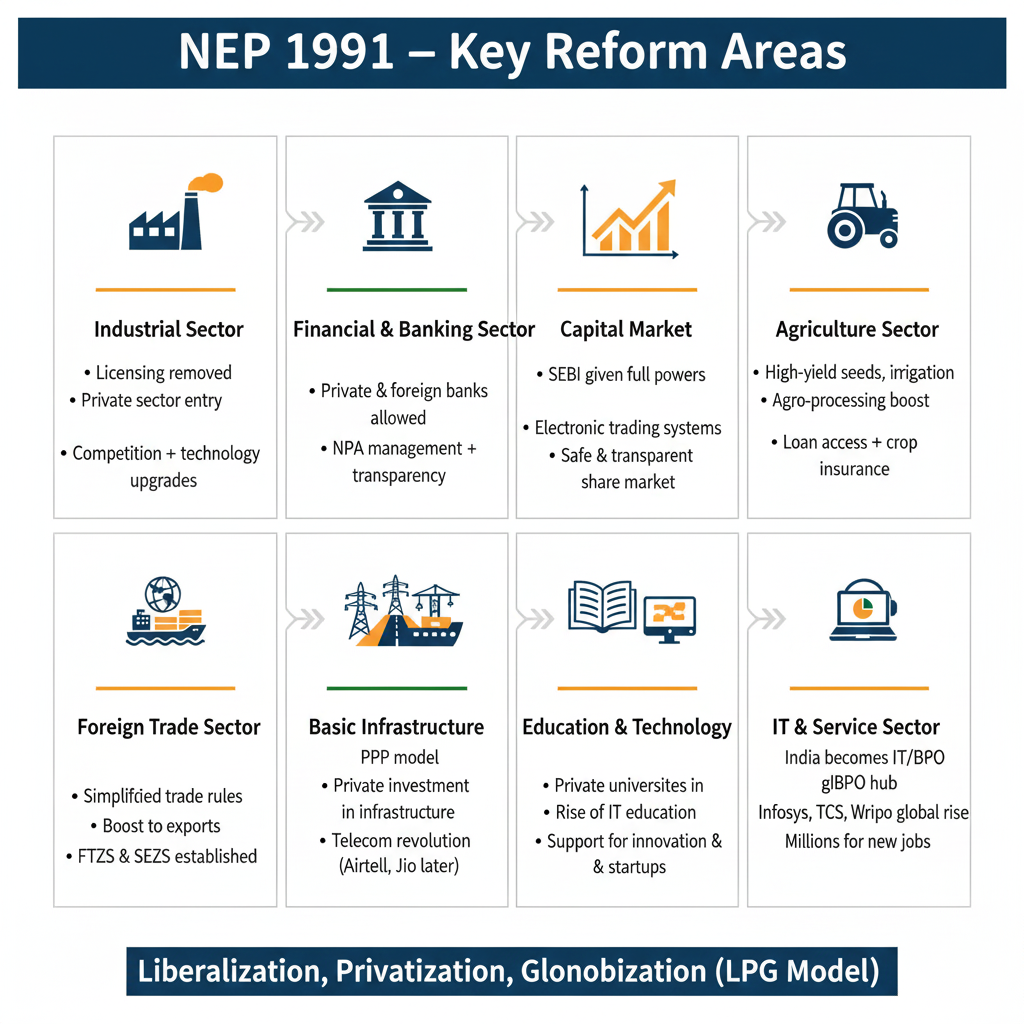 Key Areas of Improvement under India’s New Economic Policy (1991)