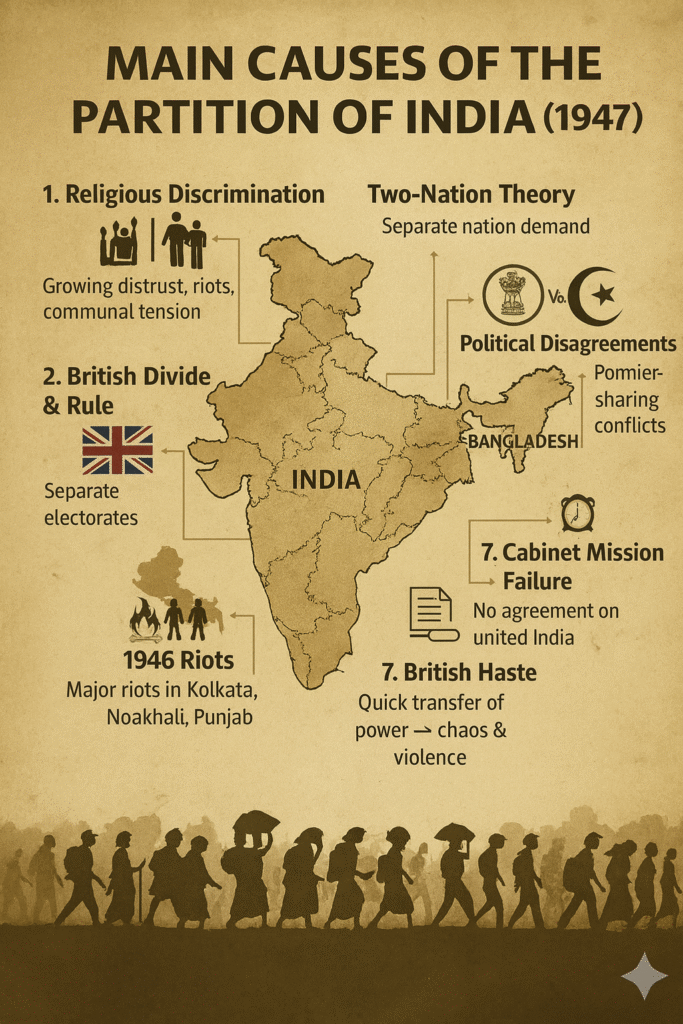 “Main Causes of the Partition of India (1947)”