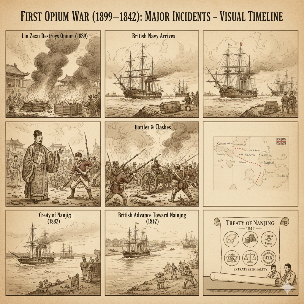 Major Incidents of the First Opium War (1839–1842) – Visual Timeline