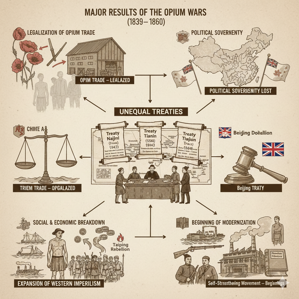 Major Results of the Opium Wars – Visual Summary (1839–1860)