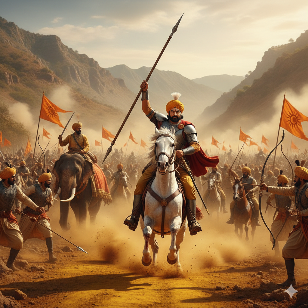 Battle of Haldighati Maharana Pratap Charging on Chetak