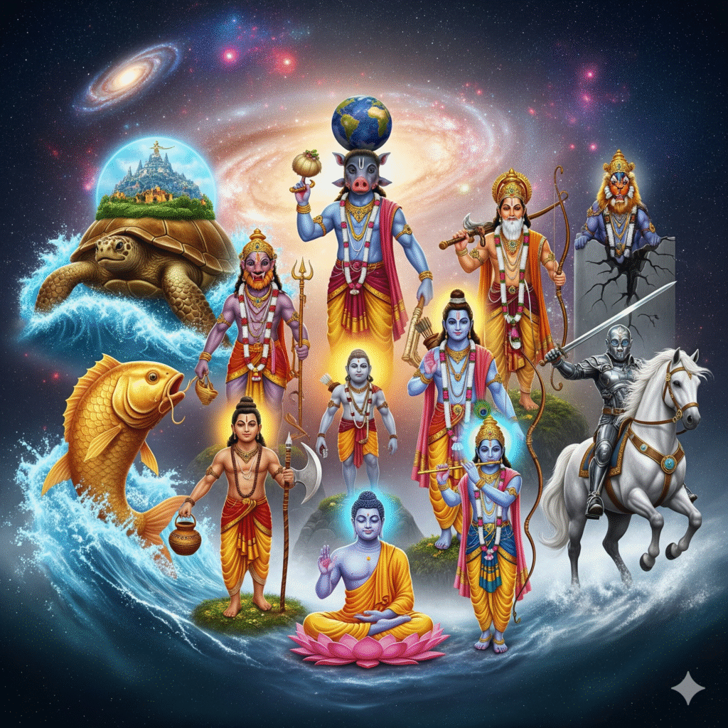 Ten incarnations of Lord Vishnu (Dashavatara)