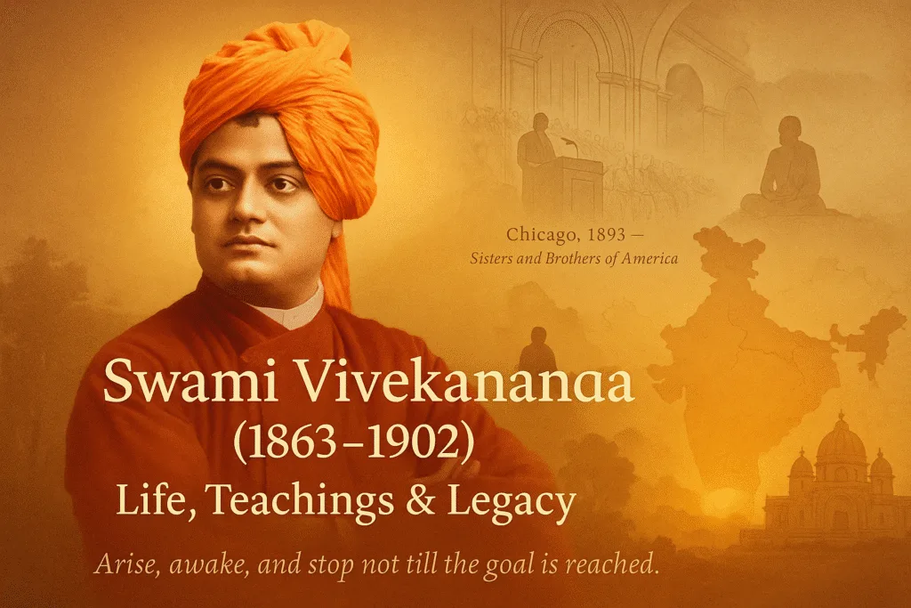 A digital collage commemorates Swami Vivekananda