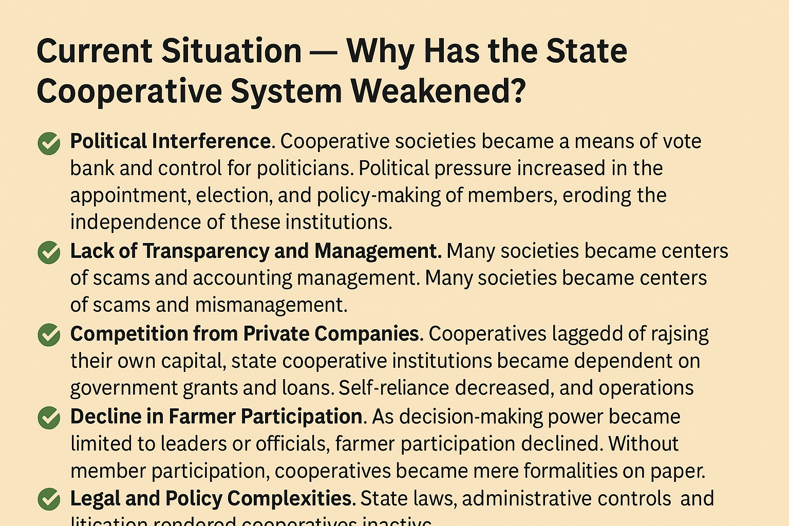 Current Situation – Why Has The State Cooperative System Weakened?​
