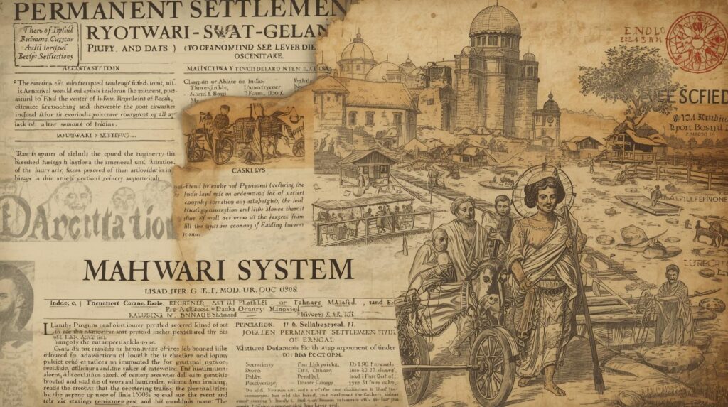 The reports of the Permanent Settlement, the Ryotwari System, and the Mahalwari System