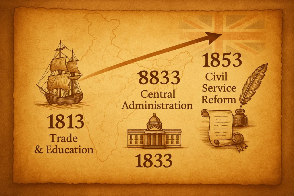 “Evolution of British Rule — From Trade to Governance (1813–1853)”