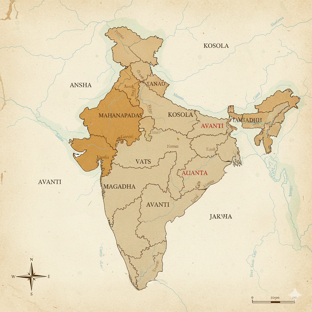 Map of the Mahajanapadas of Ancient India
