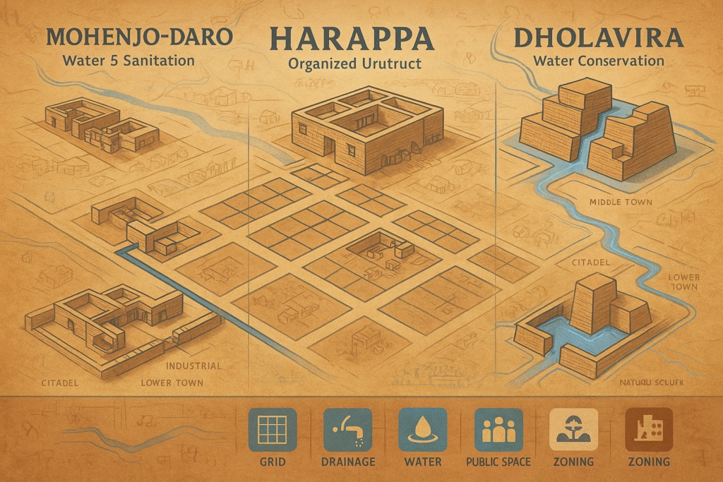 Tri City Urban Planning Blueprint — Harappa, Mohenjo daro & Dholavira