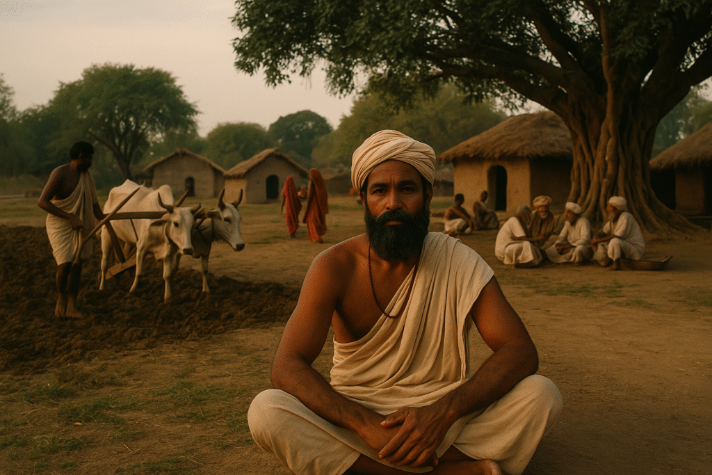 “Uttar Vedic Society Village Scene Illustration”