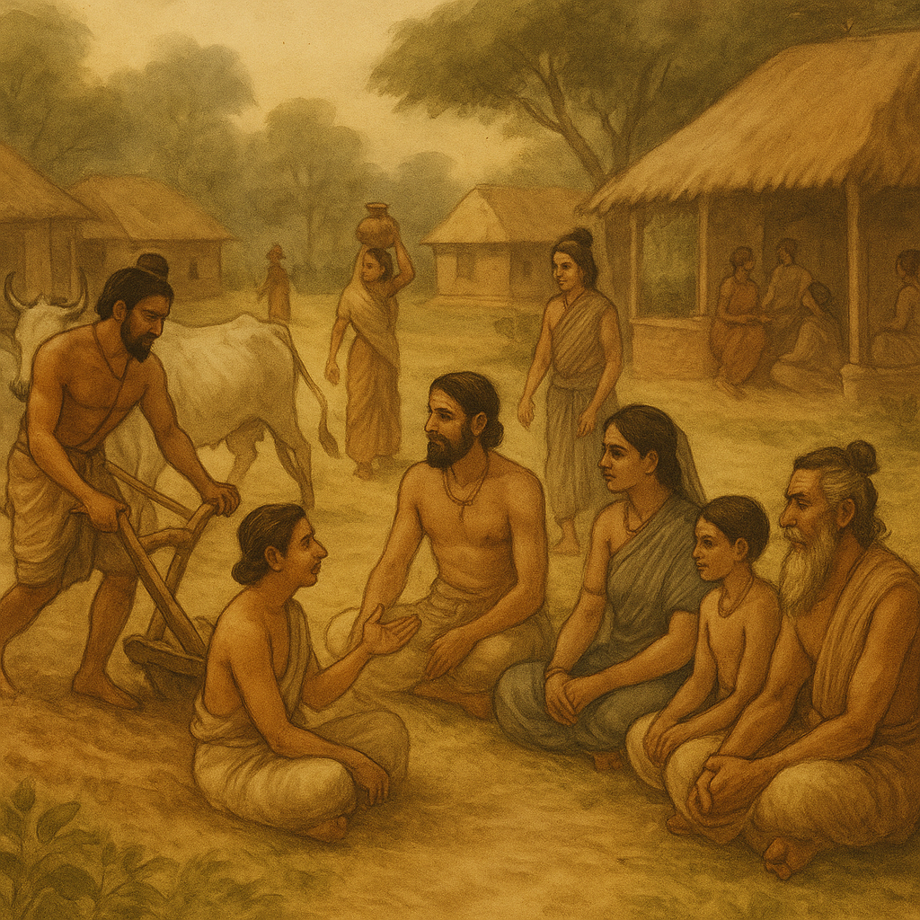 “Uttar Vedic Society – Change and Continuity in Village Life Illustration”