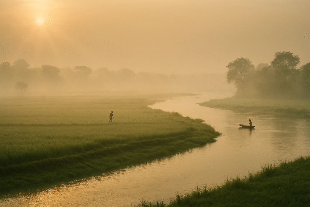 early morning ganga brahmaputra plains landscape