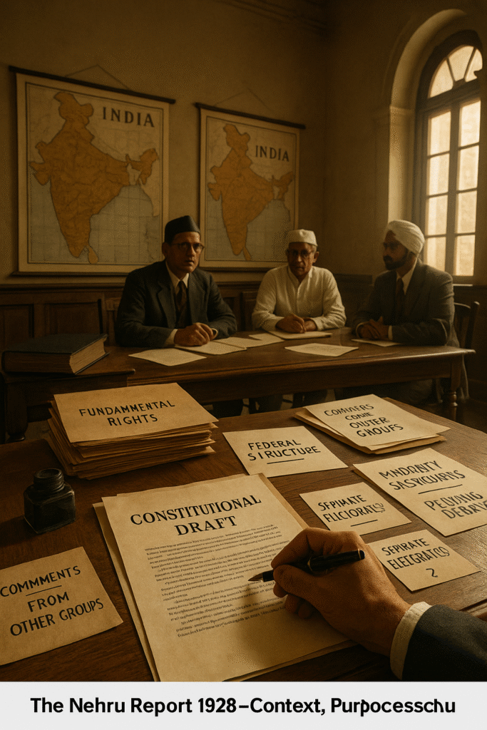 nehru report 1928 purpose recommendations drafting process