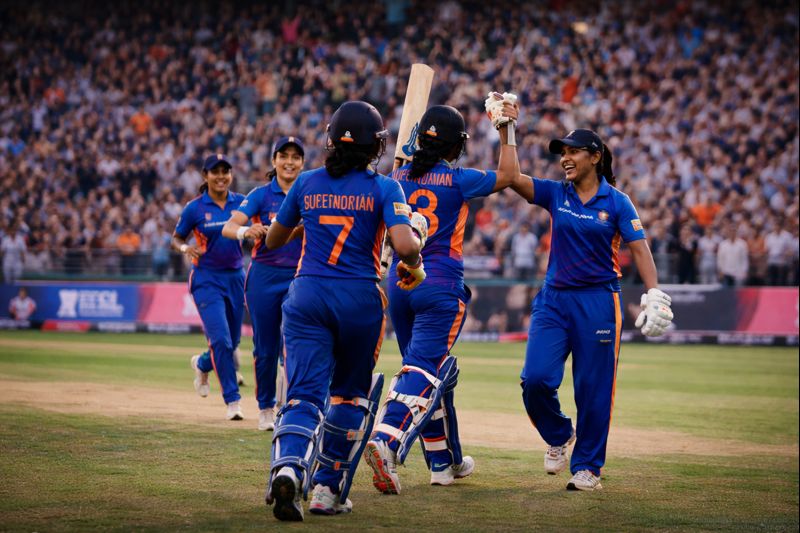 Indian Women Cricket Team celebrating in WPL match