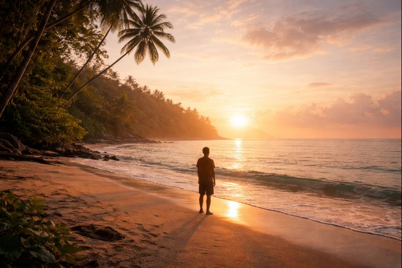 hopeful morning tropical beach