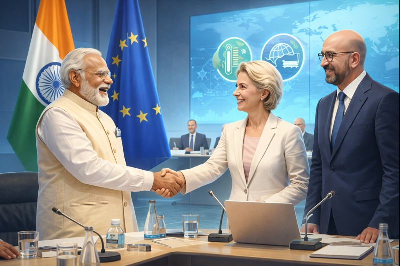 👉 India–EU Global Leadership Summit Illustration